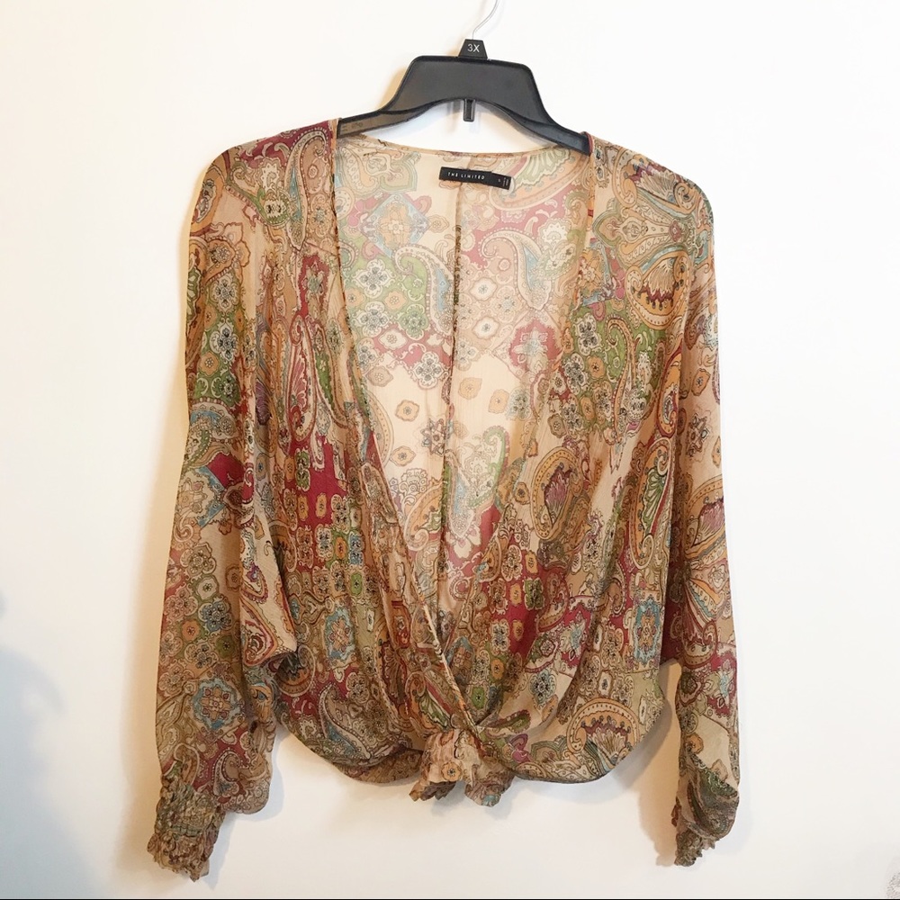 The Limited Silk Pop Over Open Neckline Top Size S